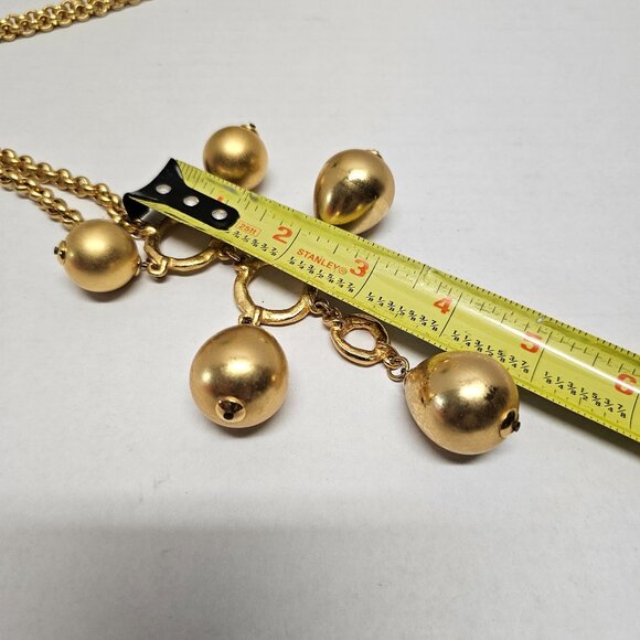 Signed POGGI Paris French Coutre Gold Tone Statement Necklace Pear Ball Drop - Picture 11 of 14